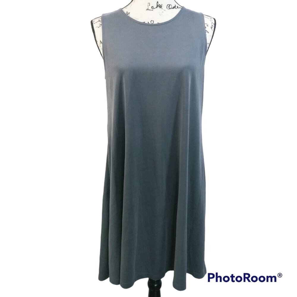 Delia & Cleo Blue Gray Swing Tank Modal Dress M